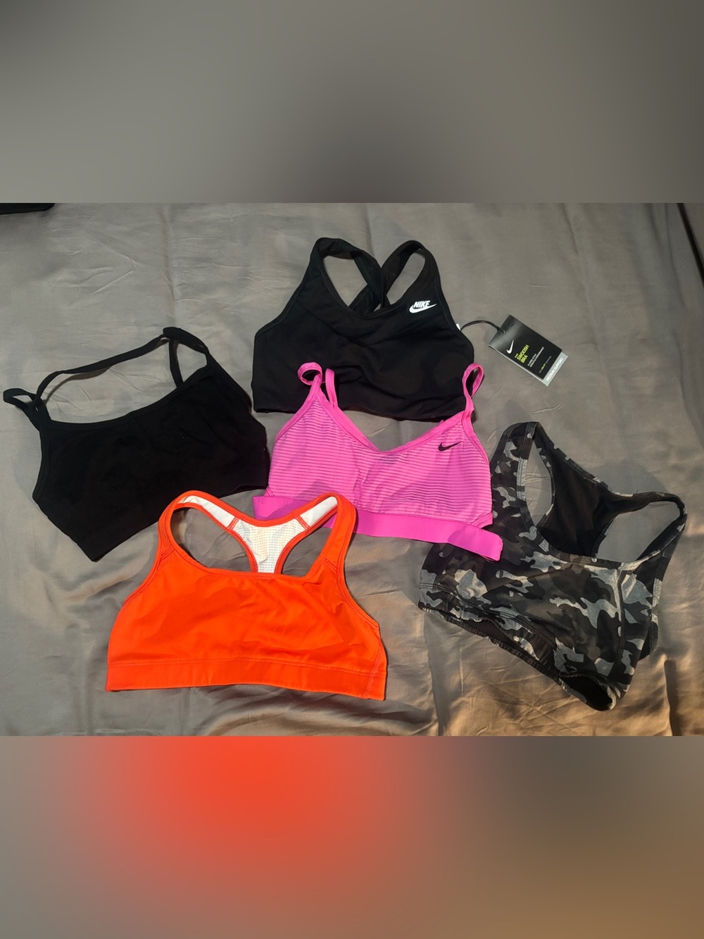 Nike Women's Black, Pink & Orange Mix Sports Bra Set